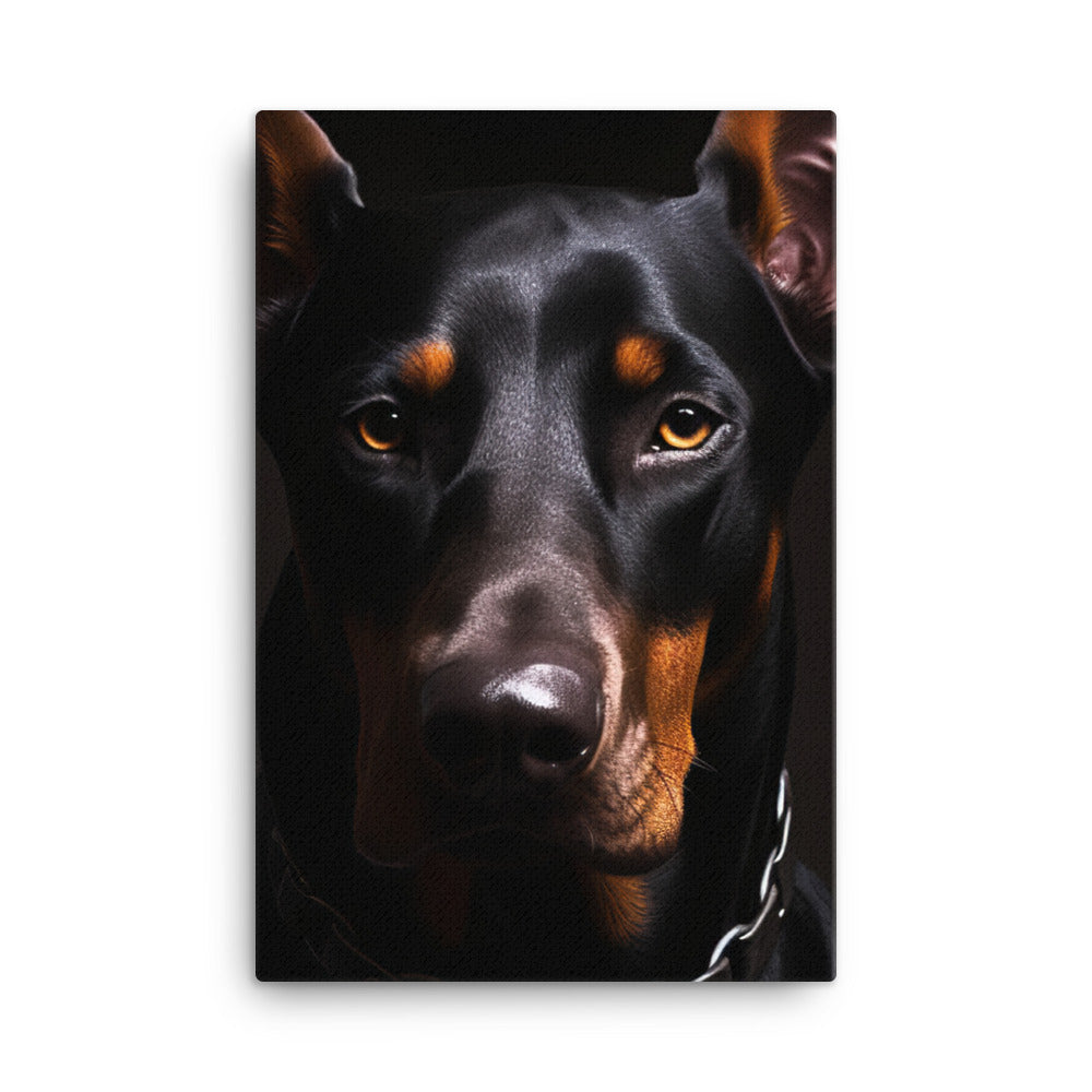 Doberman Pinschers piercing gaze Canvas - PosterfyAI.com