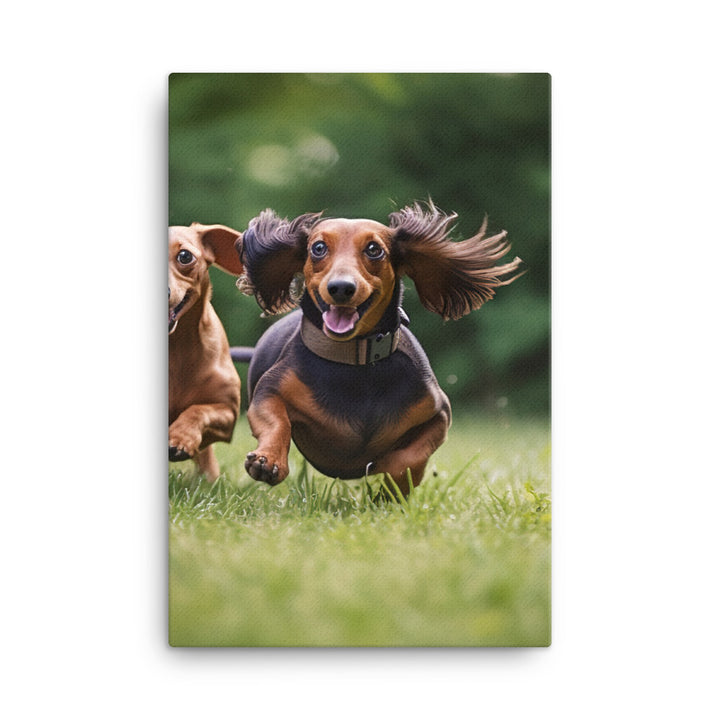 Dachshunds at Play in the Park Canvas - PosterfyAI.com