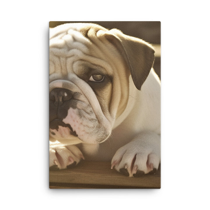 Cute Bulldog in the Sun Canvas - PosterfyAI.com