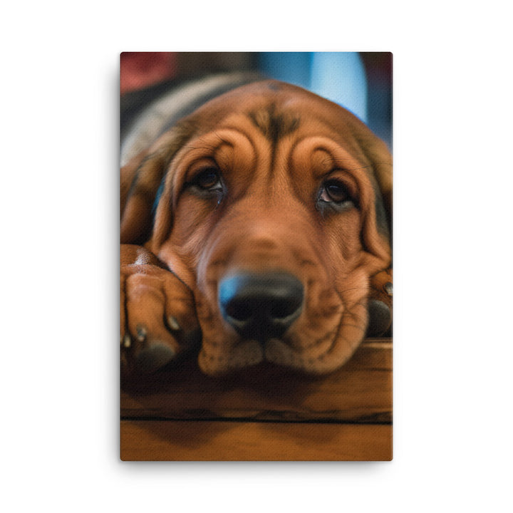 Cuddles with a Bloodhound Canvas - PosterfyAI.com