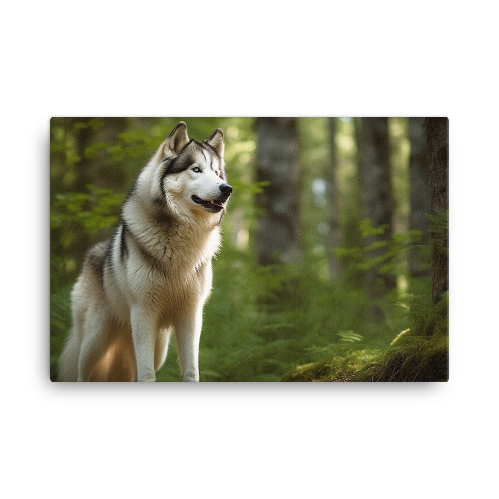 Alaskan Malamute in the Forest canvas - Posterfy.AI