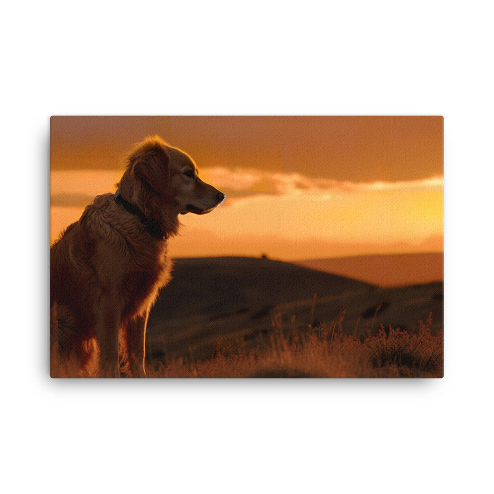 Majestic Golden Retriever at Sunset canvas - Posterfy.AI