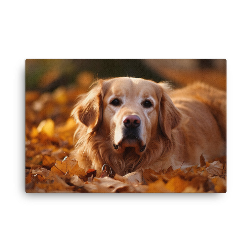 Golden Retriever in the Fall canvas - Posterfy.AI