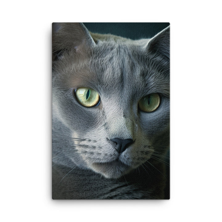 Russian Blue Cat Canvas - PosterfyAI.com