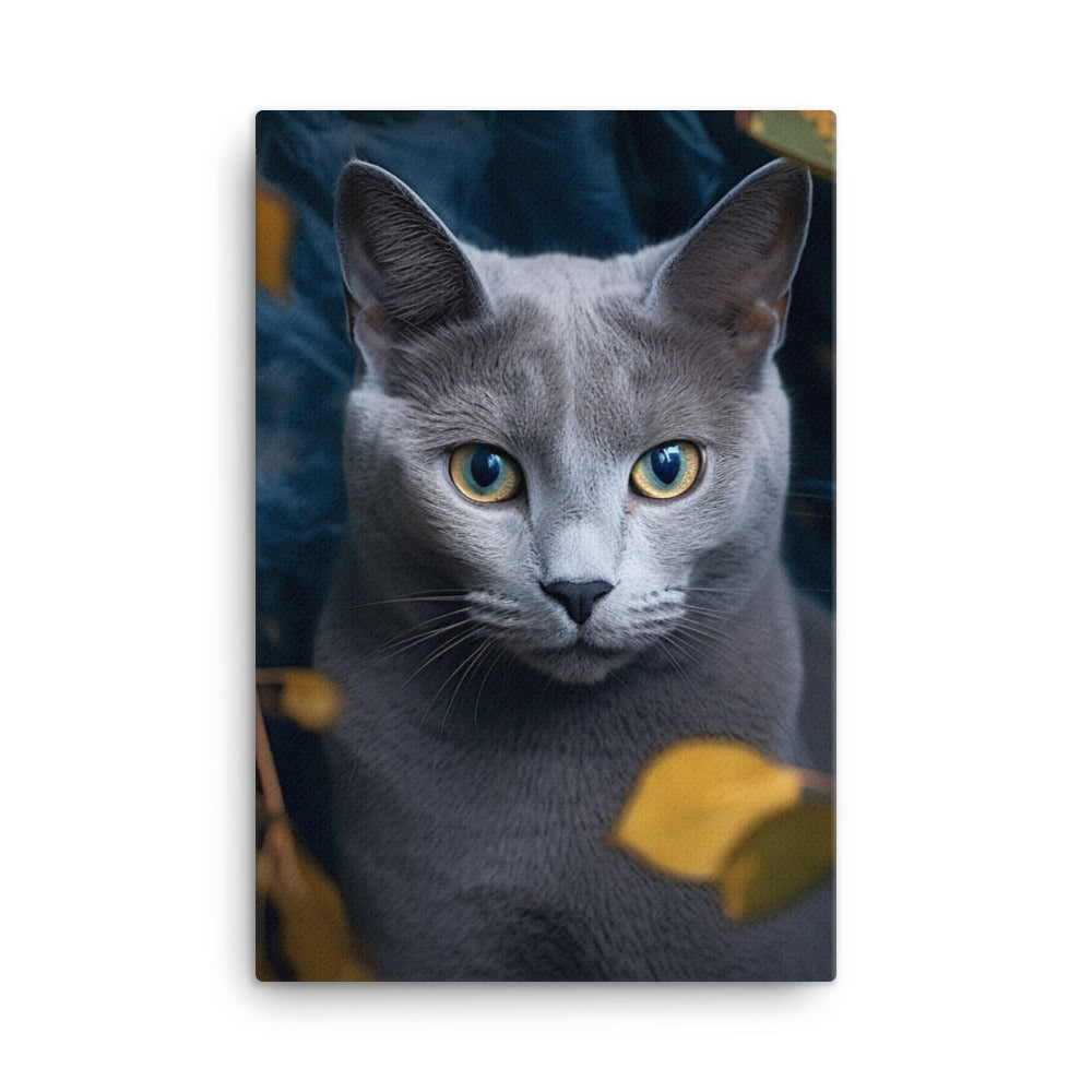Russian Blue Cat Canvas - PosterfyAI.com