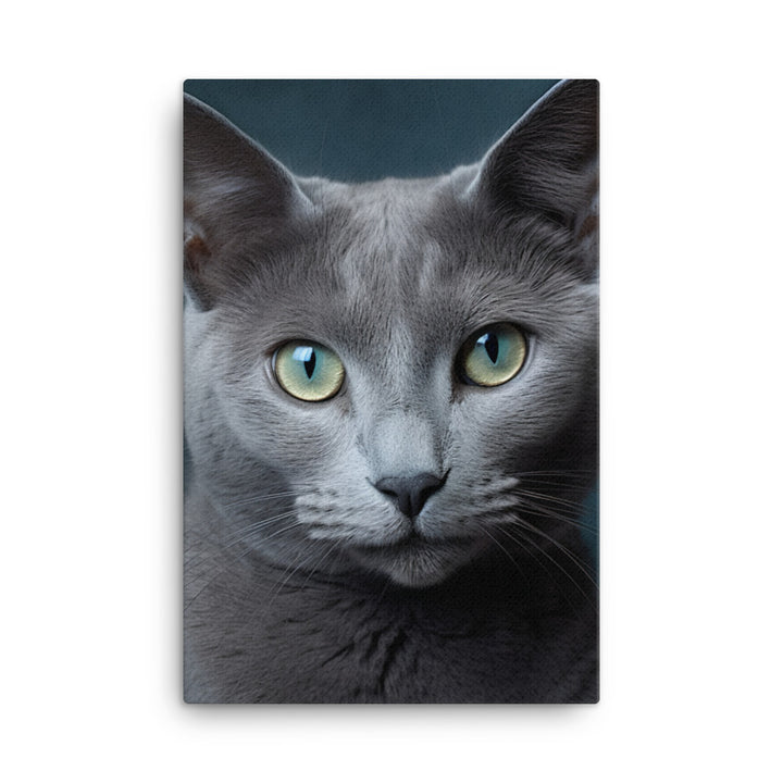 Russian Blue Cat Canvas - PosterfyAI.com