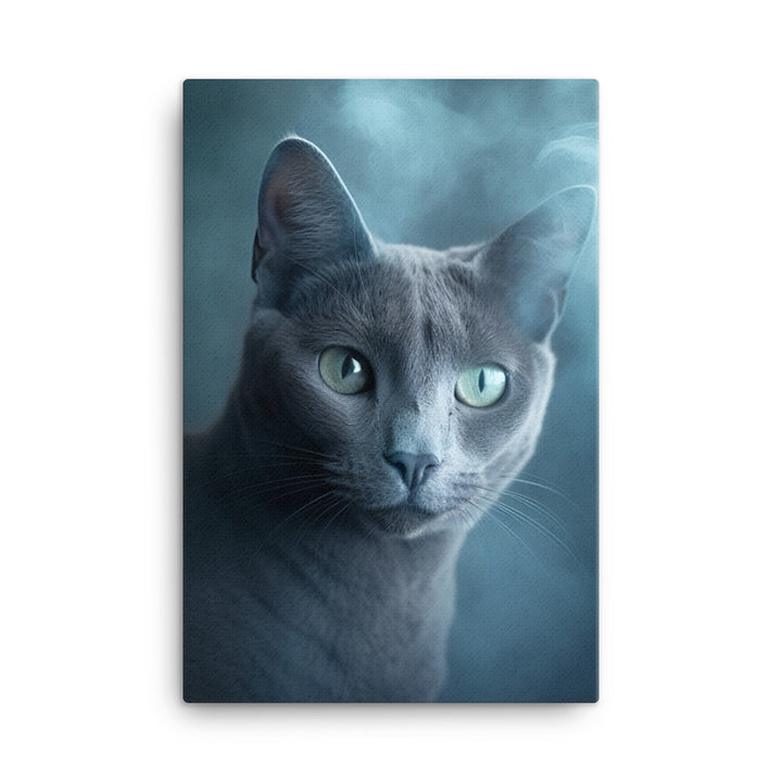 Mysterious World of Russian Blue Cat Canvas - PosterfyAI.com