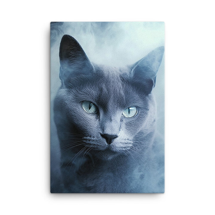 Mysterious World of Russian Blue Cat Canvas - PosterfyAI.com