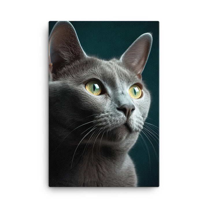 Gentle Nature of Russian Blue Cat Canvas - PosterfyAI.com