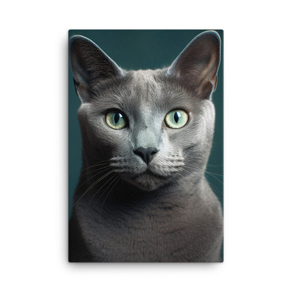 Gentle Nature of Russian Blue Cat Canvas - PosterfyAI.com