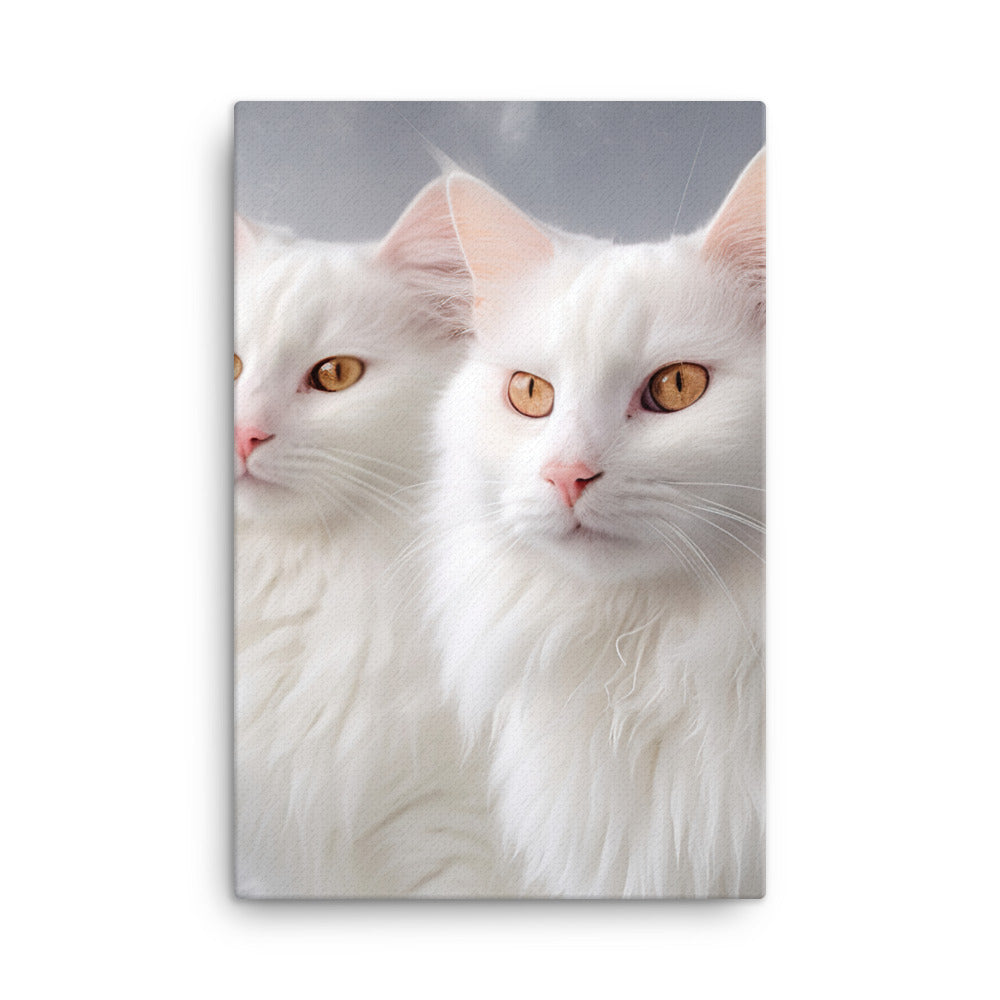 Turkish Van Cat in Winter Canvas - PosterfyAI.com