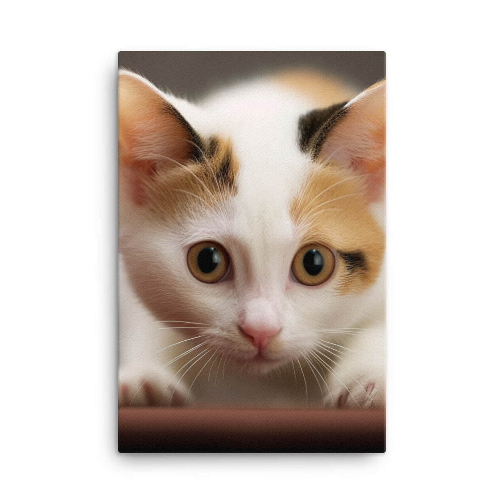 Japanese Bobtail Kitten Canvas - PosterfyAI.com