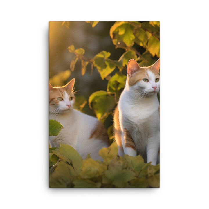 Japanese Bobtail Cat in Serene Outdoor Canvas - PosterfyAI.com