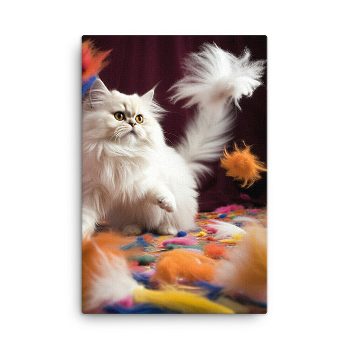 Persian Cat Playtime Canvas - PosterfyAI.com