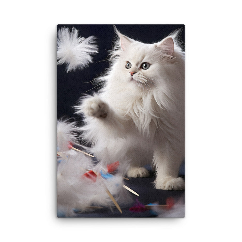 Persian Cat Playtime Canvas - PosterfyAI.com