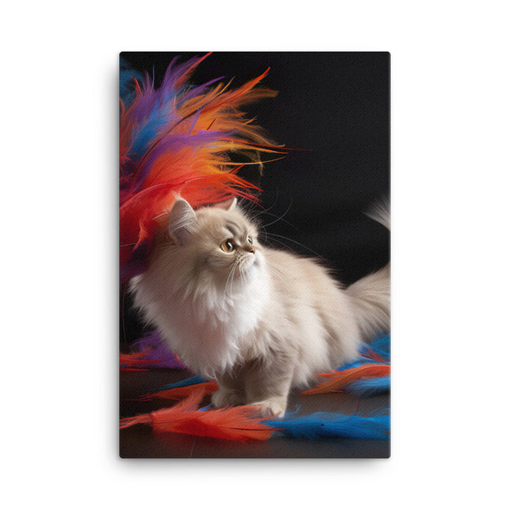 Persian Cat Playtime Canvas - PosterfyAI.com