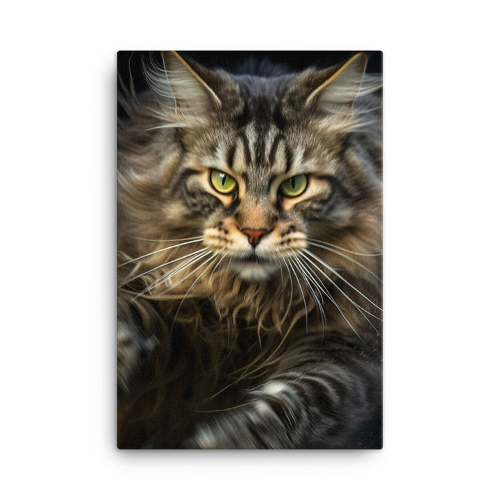 Playful Maine Coon in Action Canvas - PosterfyAI.com