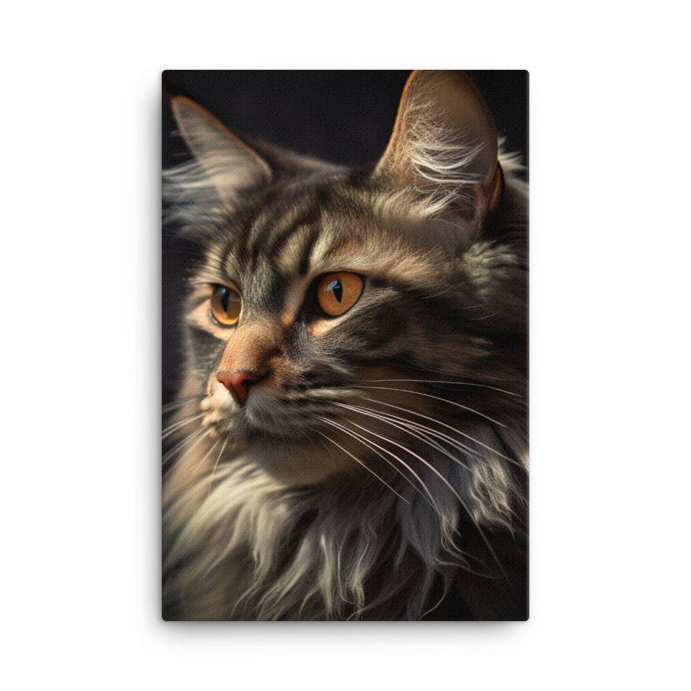 Majestic Maine Coon Portrait Canvas - PosterfyAI.com