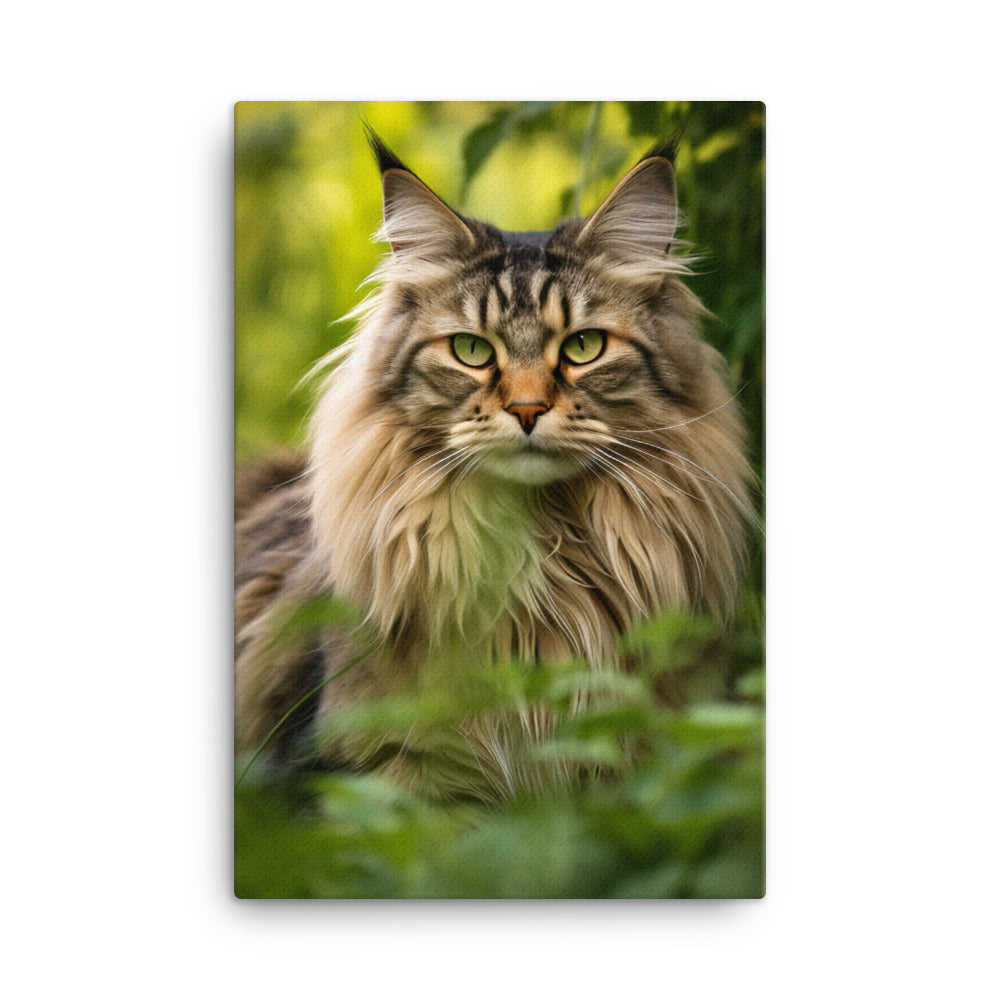Maine Coon in Natural Habitat Canvas - PosterfyAI.com