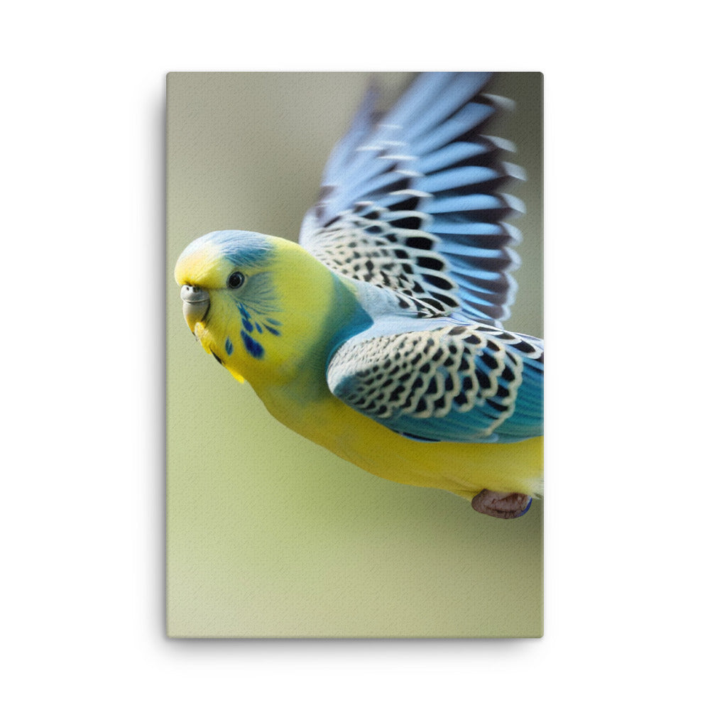 Budgie in Flight Canvas - PosterfyAI.com