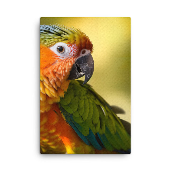A colorful Conure perched on a branch Canvas - PosterfyAI.com