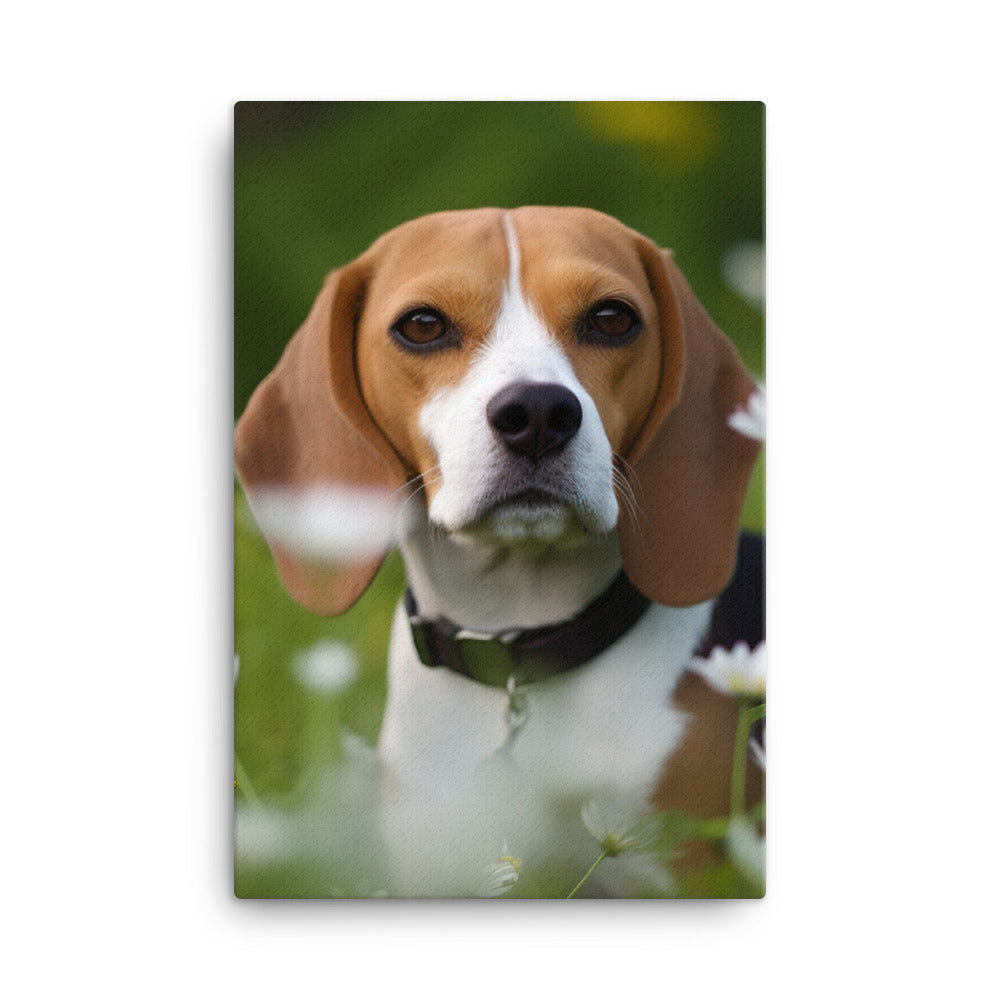 Beagle and the flowers Canvas - PosterfyAI.com