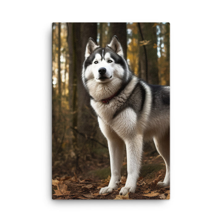 Alaskan Malamute in the Forest Canvas - PosterfyAI.com