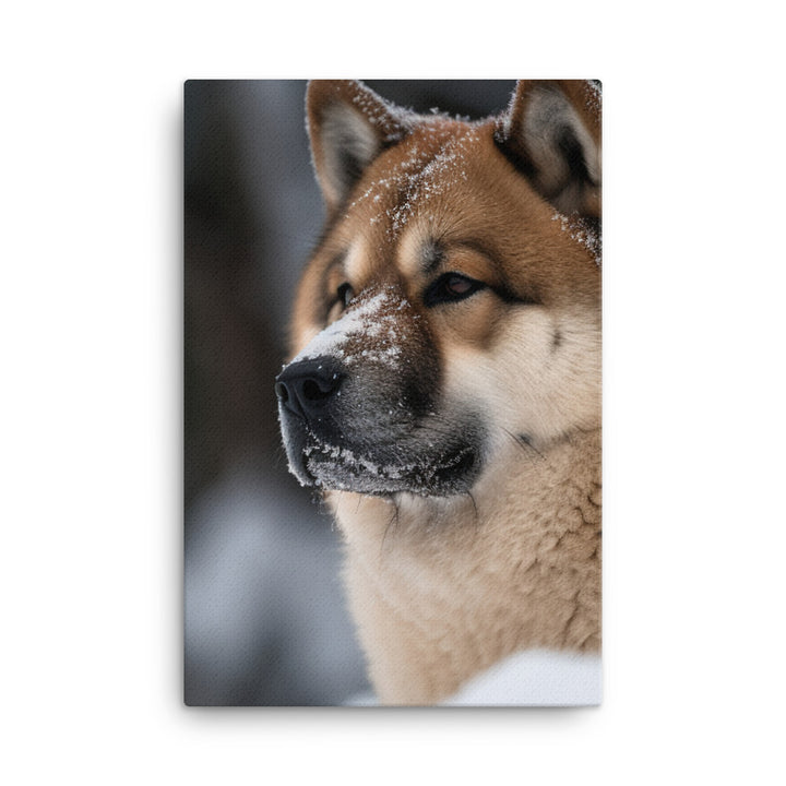 Akita in the Snow Canvas - PosterfyAI.com