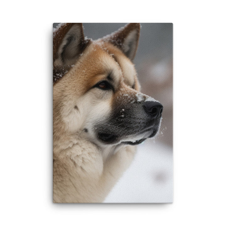 Akita in the Snow Canvas - PosterfyAI.com
