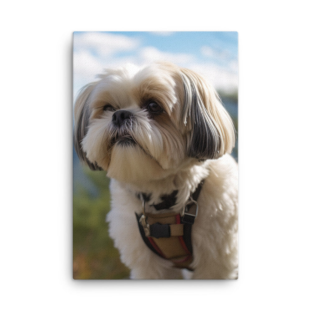 Adventurous Shih Tzu on a Hike Canvas - PosterfyAI.com