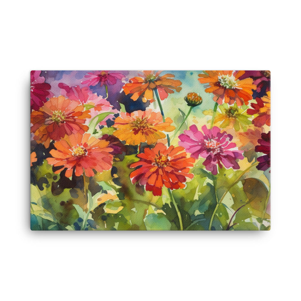 Vibrant Zinnias canvas - Posterfy.AI