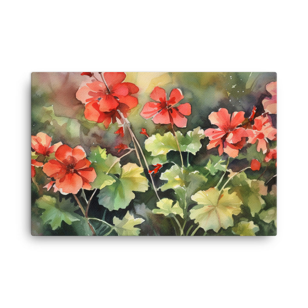 Whimsical Geranium Gardens canvas - Posterfy.AI