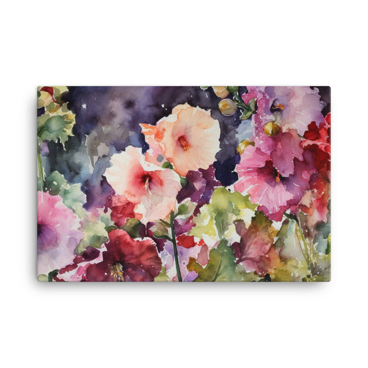 Hollyhocks in Full Bloom canvas - Posterfy.AI