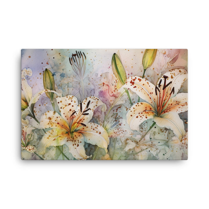 Watercolor Lilies Unveiled canvas - Posterfy.AI