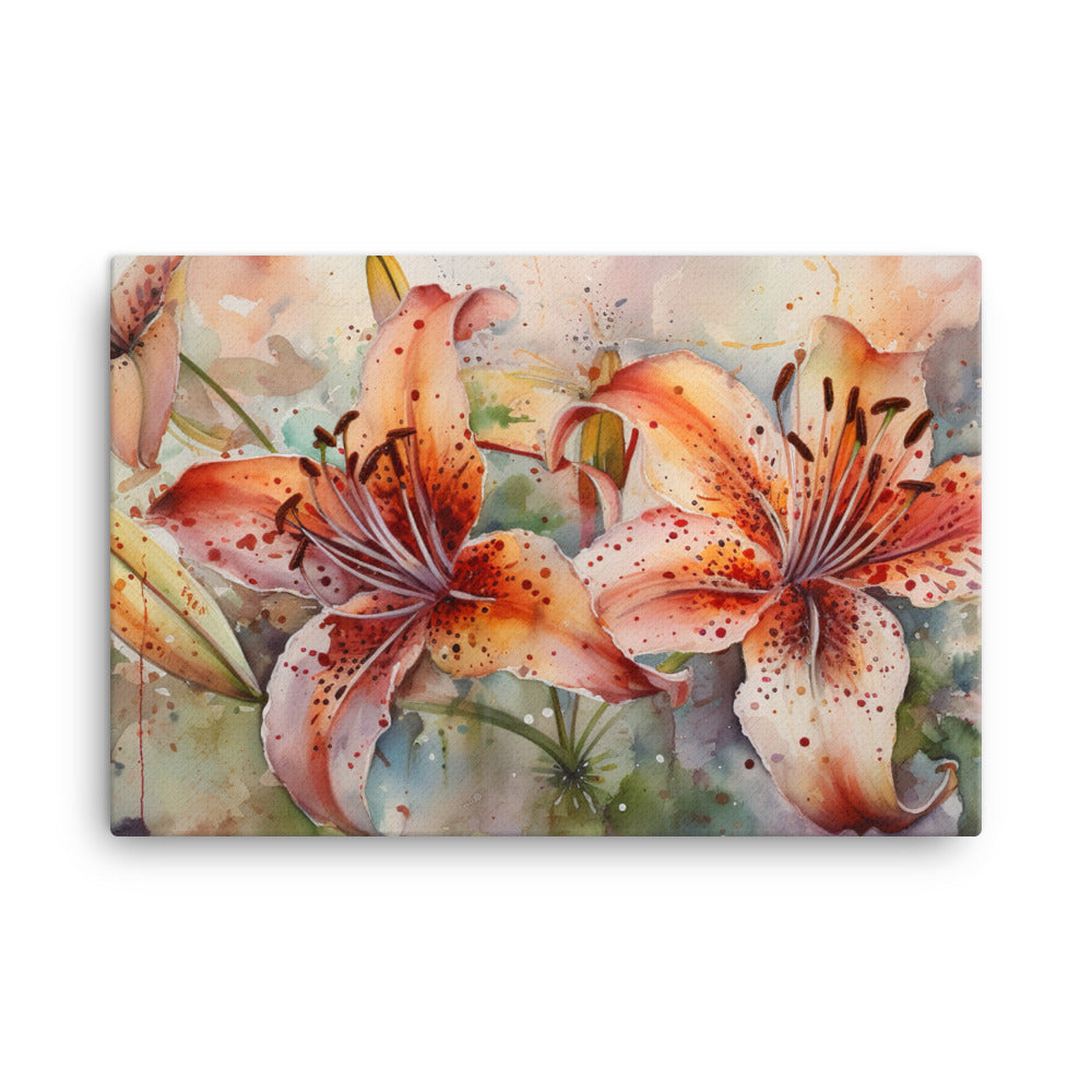 Watercolor Lilies Unveiled canvas - Posterfy.AI