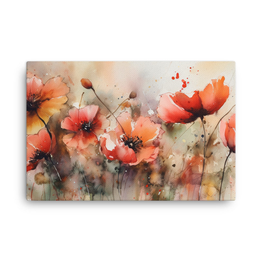 Poppies in Watercolors canvas - Posterfy.AI