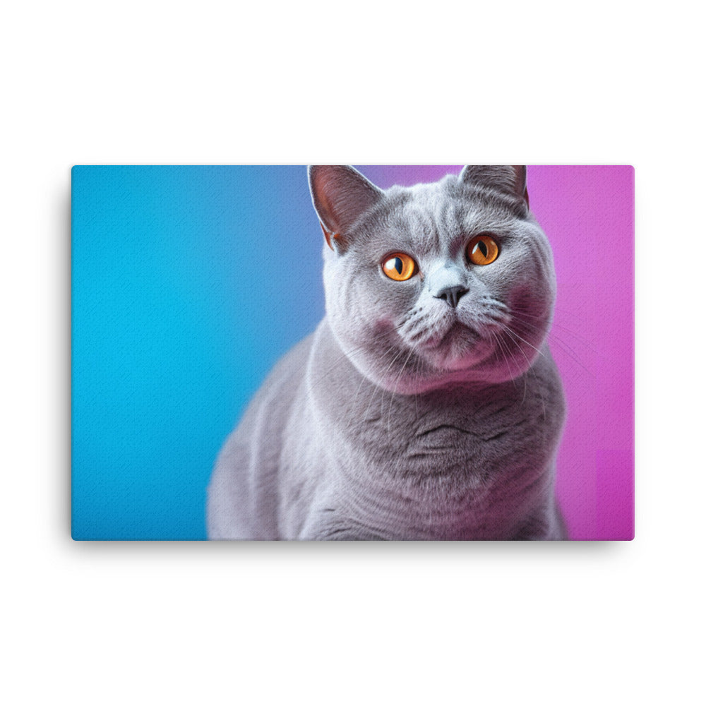 British Shorthair Cat Posing canvas - Posterfy.AI