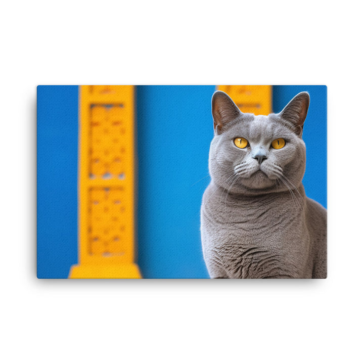 British Shorthair Cat Posing canvas - Posterfy.AI