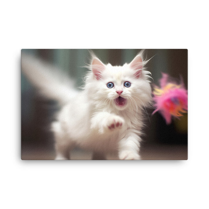 Playful Turkish Angora Kitten canvas - Posterfy.AI