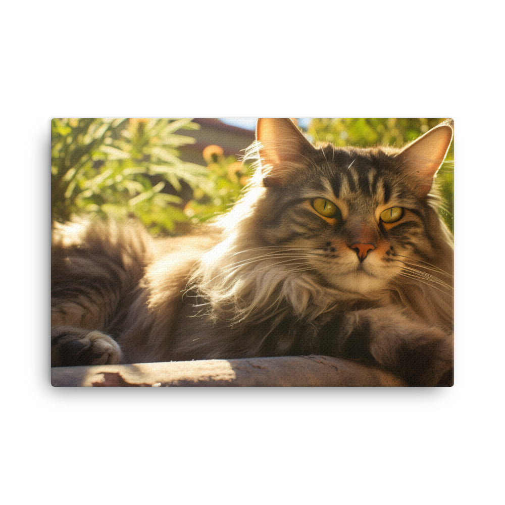 Maine Coon lounging canvas - Posterfy.AI