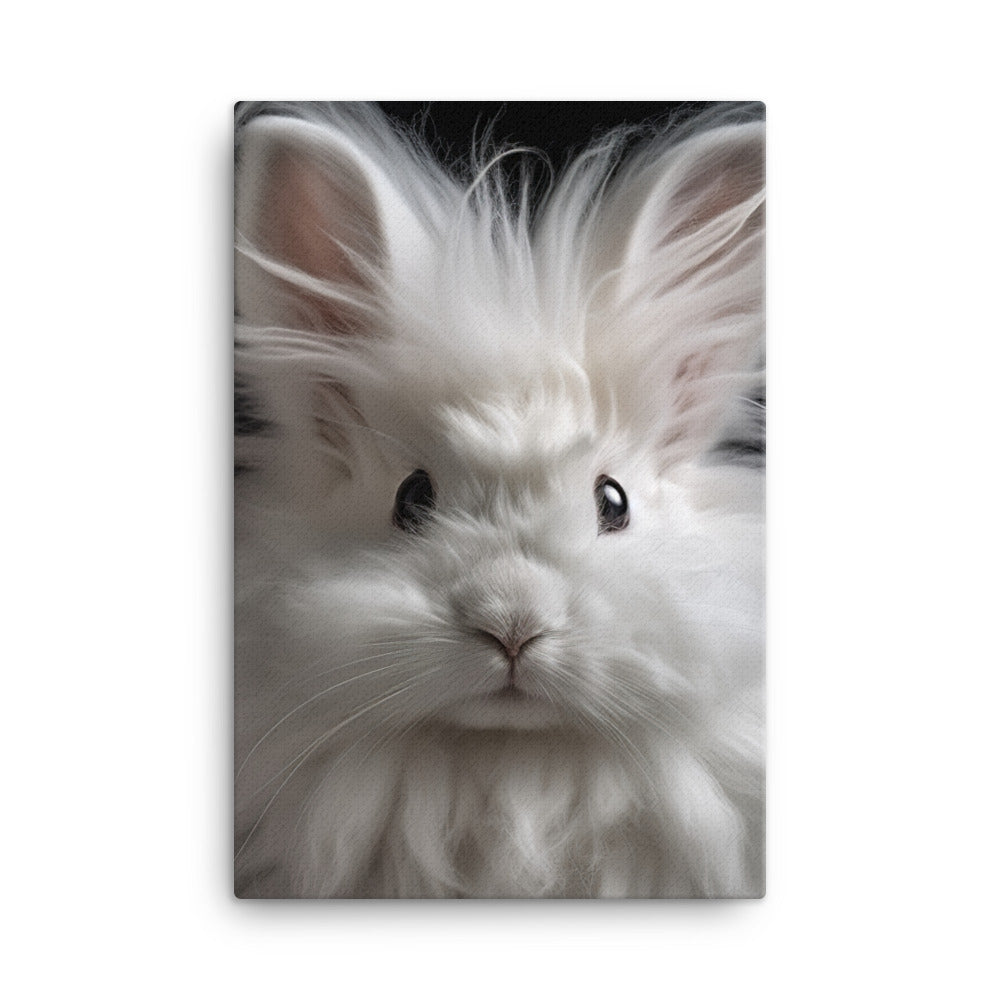 French Angora Bunnys Intricate Fur Detail Canvas - PosterfyAI.com