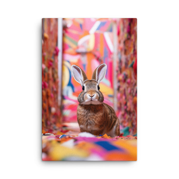 Playful English Spot Bunny Canvas - PosterfyAI.com