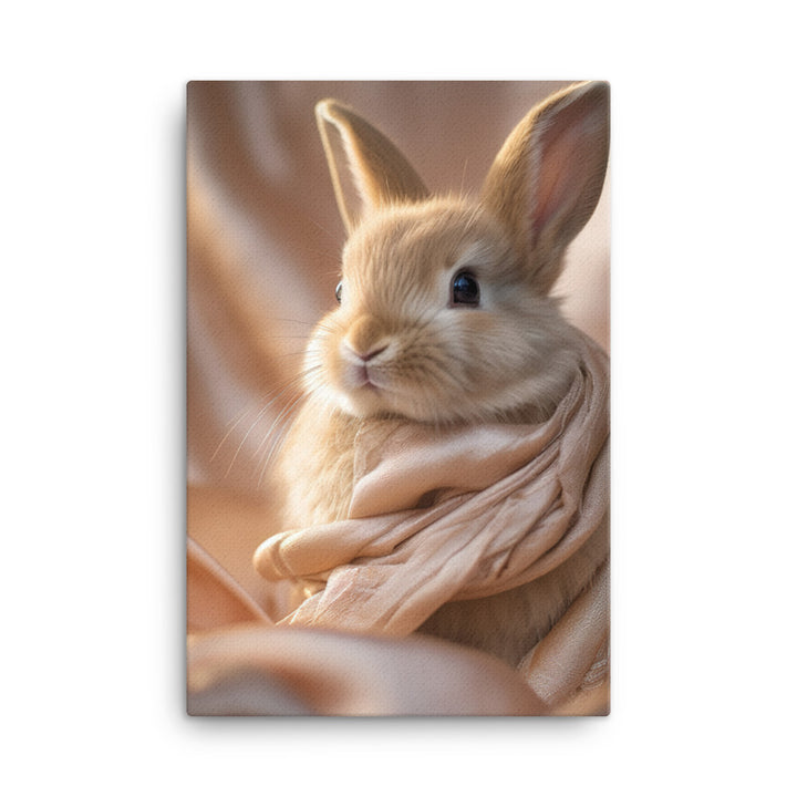 Mini Satin Bunnys Luxurious Presence Canvas - PosterfyAI.com
