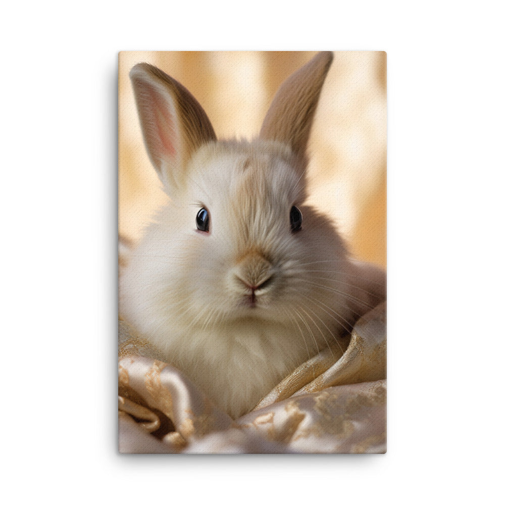 Mini Satin Bunnys Luxurious Presence Canvas - PosterfyAI.com