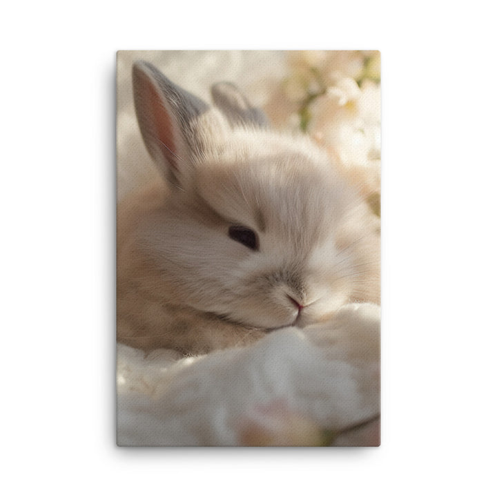 Mini Satin Bunny in Tranquil Bliss Canvas - PosterfyAI.com