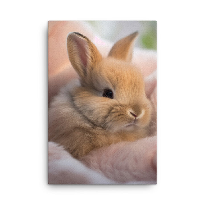 Mini Satin Bunny in Tranquil Bliss Canvas - PosterfyAI.com