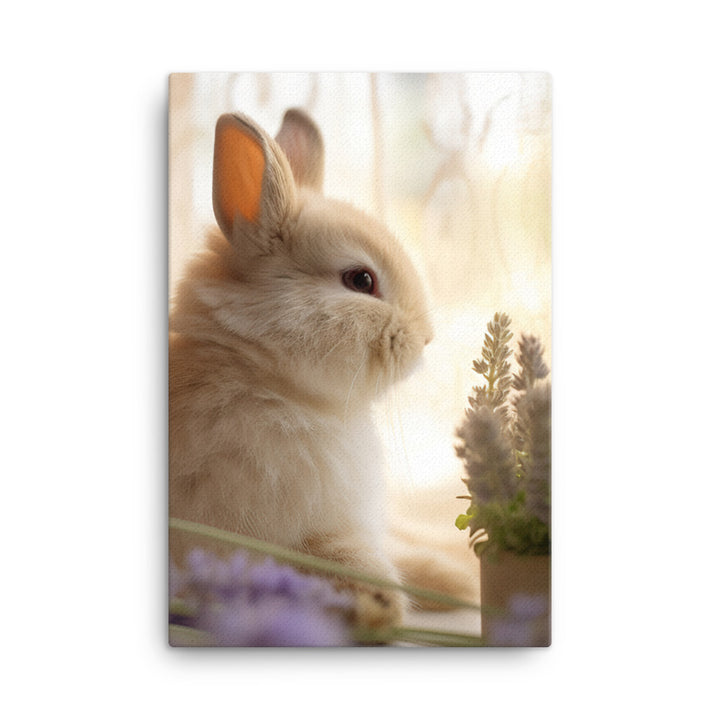 Mini Satin Bunny in Tranquil Bliss Canvas - PosterfyAI.com