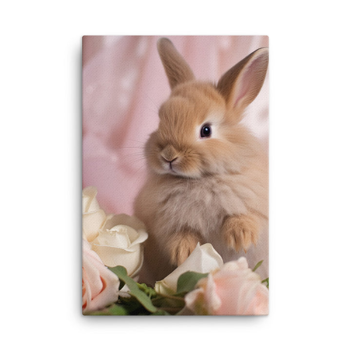 Mini Satin Bunny in Delicate Splendor Canvas - PosterfyAI.com