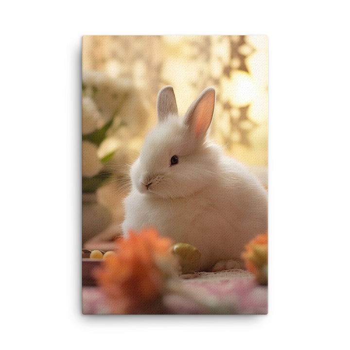 Dwarf Hotot Bunny in a Cozy Setting Canvas - PosterfyAI.com