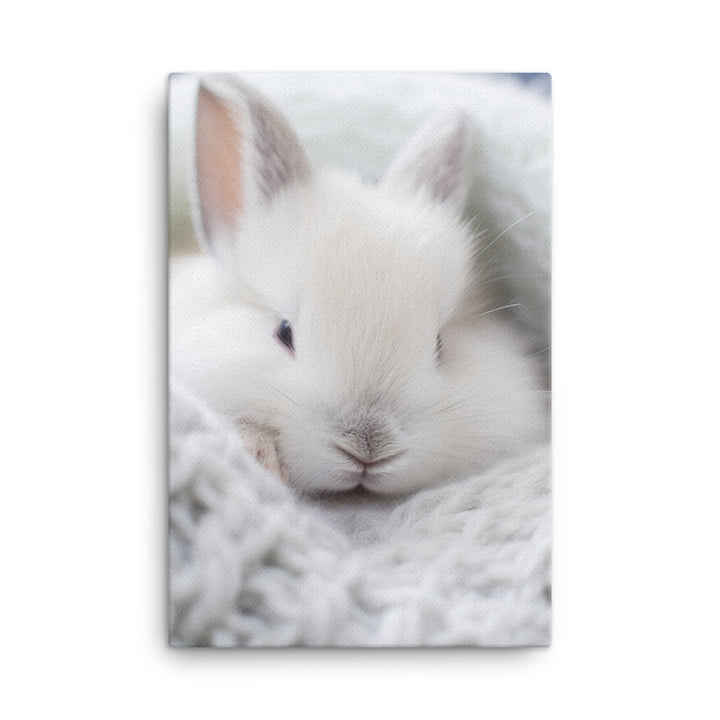 Dwarf Hotot Bunny in a Cozy Setting Canvas - PosterfyAI.com